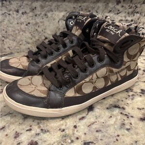 Coach Ellis High Top Sneakers Tan Retro 90's Style 9.5
